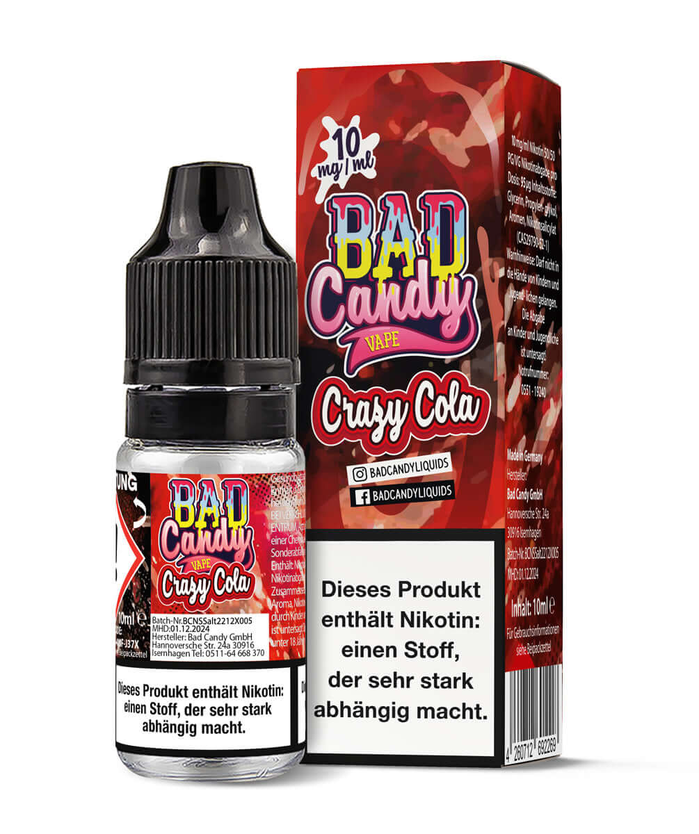 Crazy Cola - NicSalt Nikotin Salz Liquids Bad Candy Shop Crazy Cola - NicSalt Nikotin Salz Liquids Bad Candy Shop