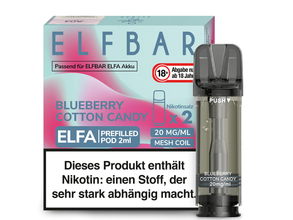 elfbar pods cotton candy Elf Bar ELFA CP Prefilled Pod Blueberry Cotton Candy main image 1
