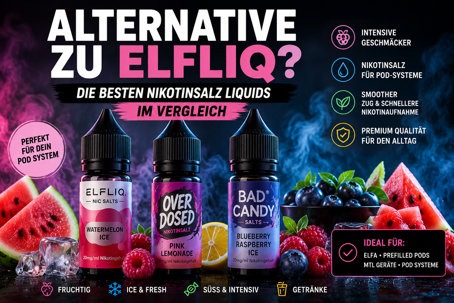 Alternative zu Elfliq? Die besten Nikotinsalz Liquids.