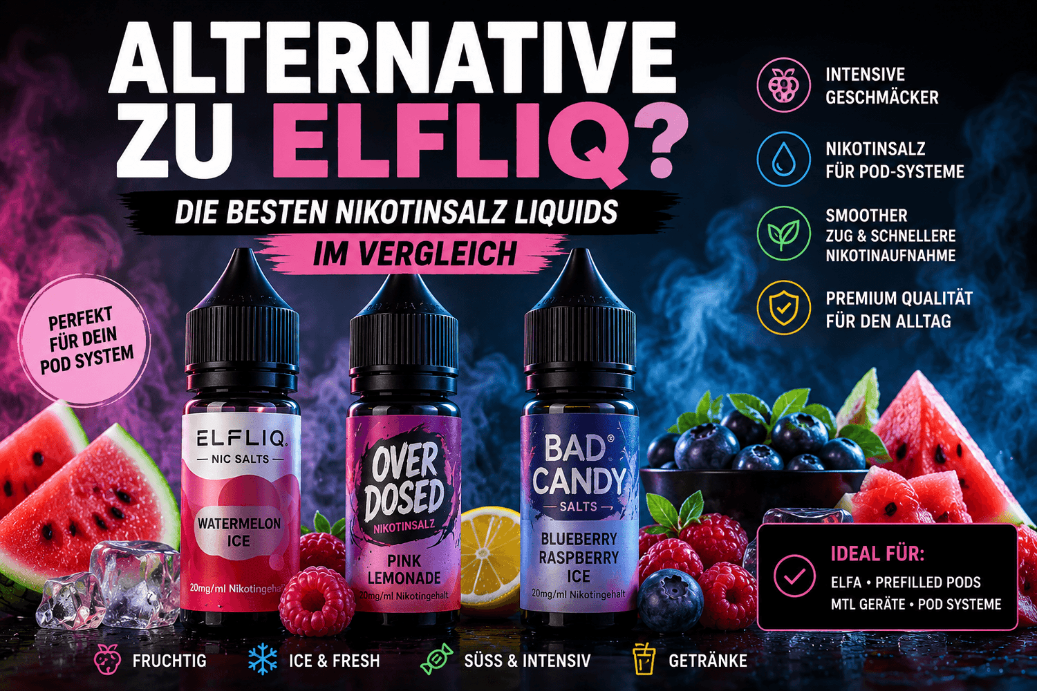 Alternative zu Elfliq? Die besten Nikotinsalz Liquids.