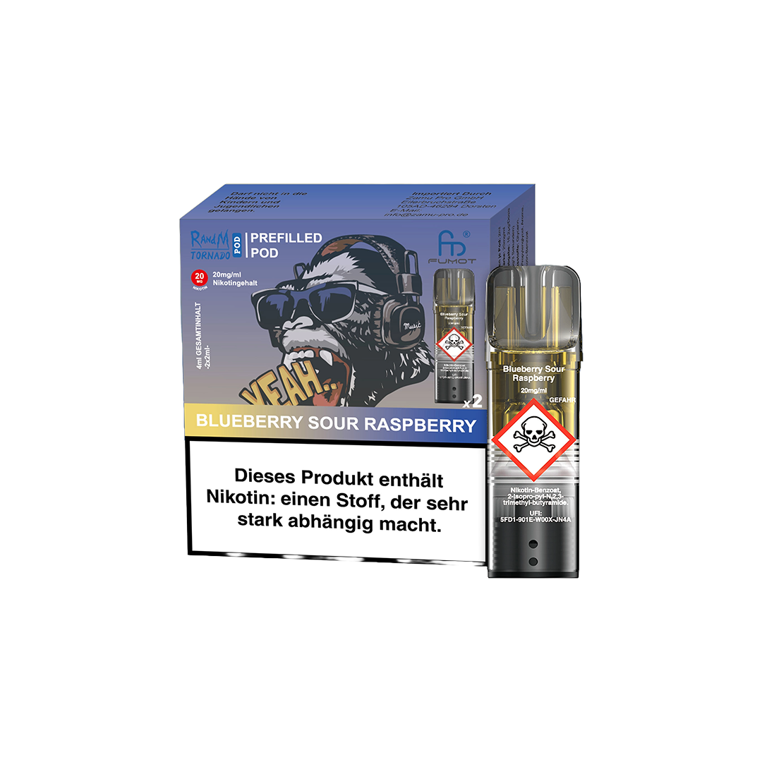 RandM Tornado Pods - Blueberry Sour Raspberry 20mg 2Stk